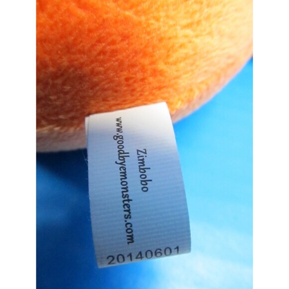 Goodbye Monsters Zimbobo Plush Toy Curto 8” Orange Black Stuffed Animal w/Tag - Picture 4 of 7